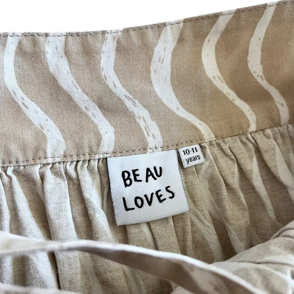 Beau Loves Wiggle Print Organic Cotton Stella Dress in Caramel sz 10/11
